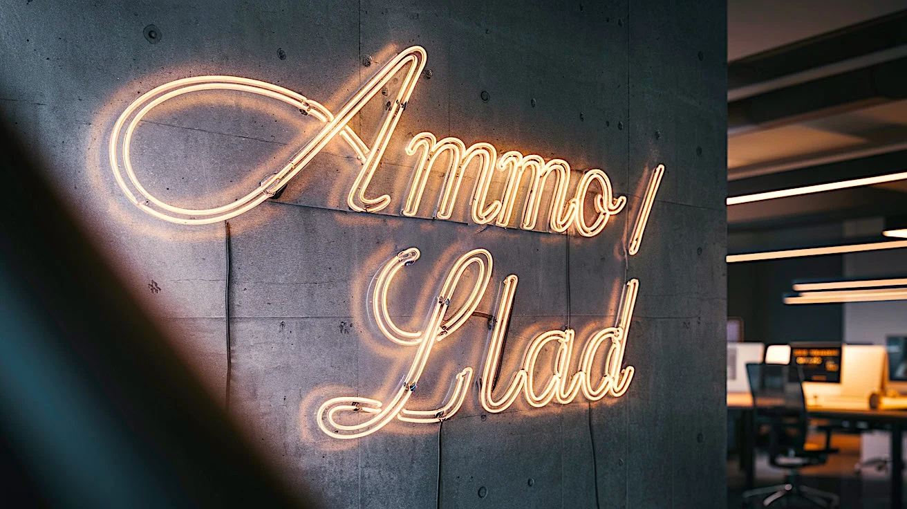 The AMMO / LLAD neon sign